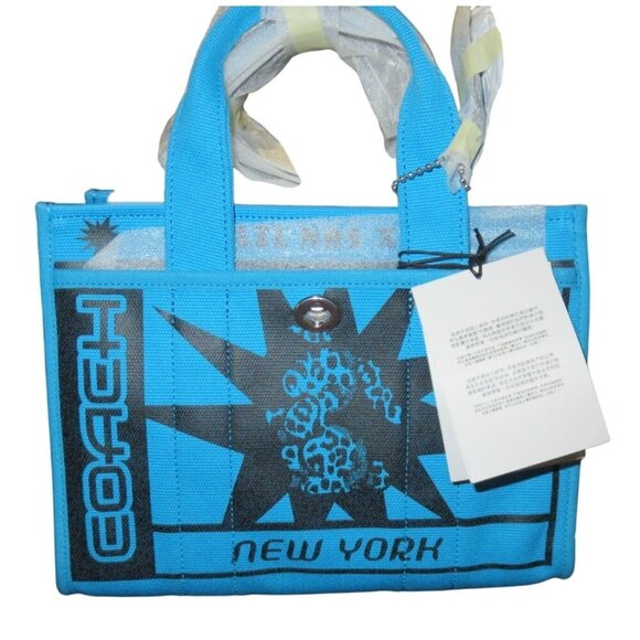 Coach X The Lil NAS X Collab Drop Tote  Bag 26 Limited Edition Blue Crossbody - Picture 2 of 10